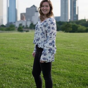 Printed Bell Sleeve Top